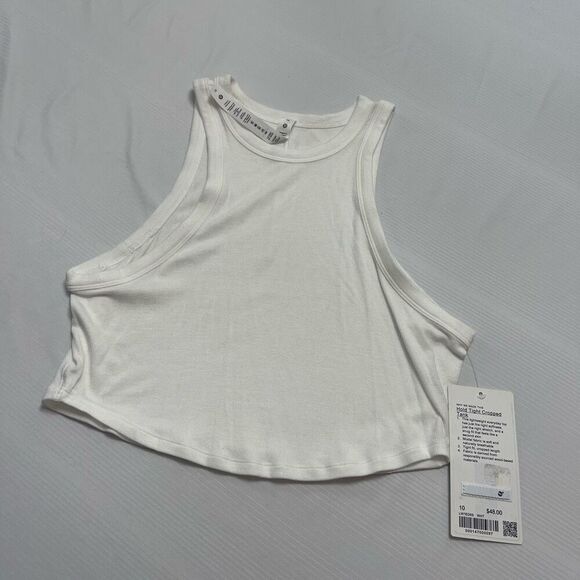 LULULEMON White Ribbed Hold Tight Cropped Soft Lightweight Tank Top Size 10 New - Picture 1 of 7